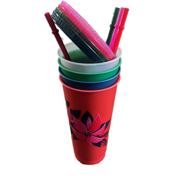 Starbucks reusable cold cups with straws Holiday Christmas - Picture 1 of 5
